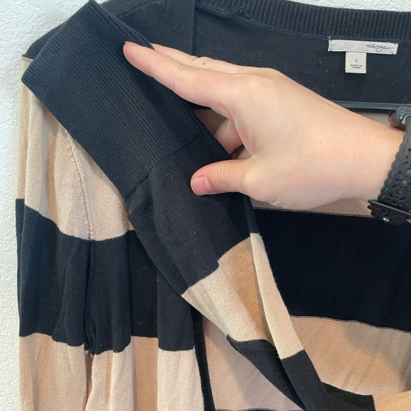 Nordstrom Halogen Small Black and Brown Striped Women’s Cardigan - Picture 5 of 7